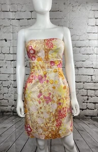 J Crew Womens Size 0 Strapless 100% Cotton Floral Print Dress EUC - Picture 1 of 9