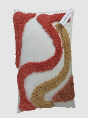 Jill Zarin Home Red White Abstract Shag Decorative Pillow, 20" x 12" - Image 1 of 3