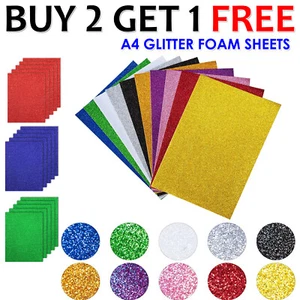 A4 Glitter Premium Quality 12 Colours Arts Crafts foam Sheets - Picture 1 of 14