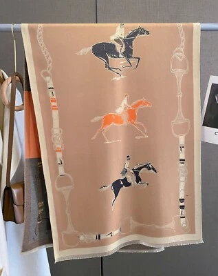 Bufanda Larga Imitate Cashmere Mujer Vintage Mantón Caballo Invierno Calentador 185*65cm Foto 1 de 4