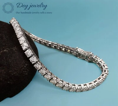Lab Created Moissanite Cushion Shape 925 Sterling Silver Tennis Gift bracelet - Image 1 of 4