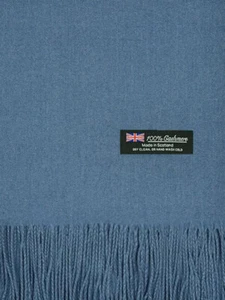 Oversized Blanket 100% Cashmere Scarf Shawl Wrap Solid Scotland Wool Blue - Picture 1 of 5