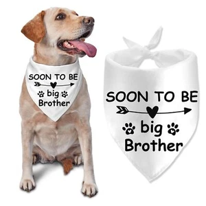 Soon to be Big Brother Dog Bandana Baby Announcement Gender Reveal White - Picture 1 of 7