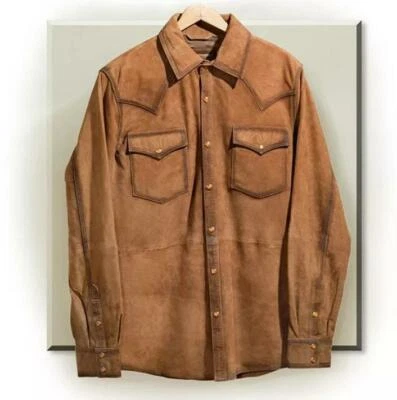 Nueva Camisa Western Wear Cuero Gamuza Hombres Buckskin Foto 1 de 3
