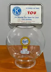 Vintage Ford Gumball Maschine Glas Globe flacher Fleck mit Topper Kiwanis Club - Bild 1 von 1