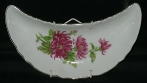 Vintage Chadwick Porcelain Bone Dish Wall Hanging Pink Dalia Flowers - Picture 1 of 3