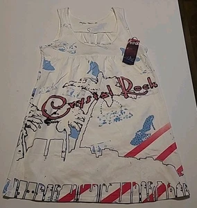 NWT Christian Audigier Crystal Rock SIZE S Babydoll Tunic Tank Shirt Art Lmtd Ed - Picture 1 of 8