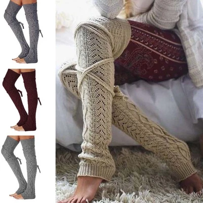 Women's Soft Knit Thigh High Boot Socks Extra Long Winter Over Knee Leg Warmers - image 1 of 4