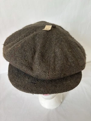 Verdadero Vintage Swan Russell Newsboy Gorra Sombrero 6 3/4 Lana Gatsby Tweed LEER Foto 1 de 4