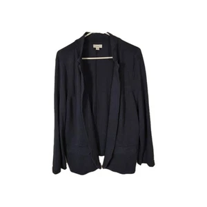 Maglione cardigan J Jill misto lino aperto davanti blu navy leggero taglia XL - Foto 1 di 4