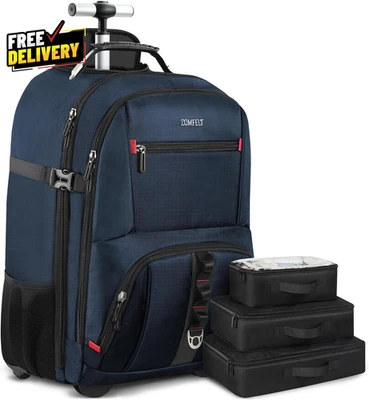 Rolling Backpack Travel Backpack with Wheels Carry on Backpack with 3 Packing... - Image 1 of 4