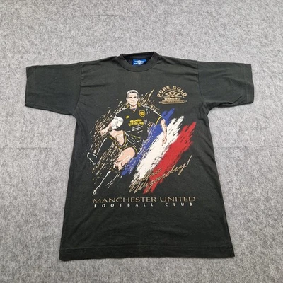 Maillot vintage Manchester United Umbro grand garçon noir Eric Cantona football top - Photo 1/4