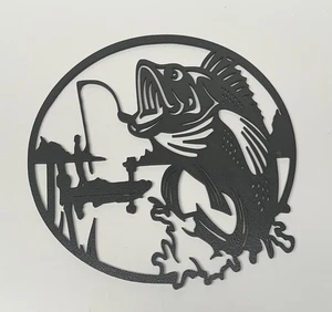 Fishing Bass Plastic Sign, Wall Art - Picture 1 of 2