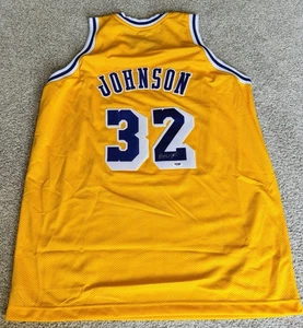 Magic Johnson Los Angeles LA Lakers Signed Autographed Yellow Jersey PSA DNA - Picture 1 of 5