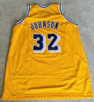 Magic Johnson Los Angeles LA Lakers Signed Autographed Yellow Jersey PSA DNA - Image 1 of 4