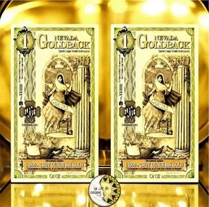 LOTE 2 X 1 BILLETE DE ORO NEVADA GOLDBACK 24K 1/1000 OZ - ¡VENTA DE DISEÑO DESCONTINUADO!🔥 - Imagen 1 de 10