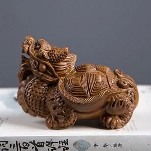 Sándalo Verde Dragón Tortuga Madera Tallada Adorno Colgante Coche Colgante - Imagen 1 de 4