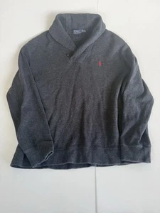Polo Ralph Lauren Shawl Collar Pullover Sweater Men's Size XXL Gray Cotton - Picture 1 of 11
