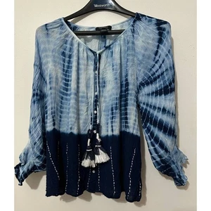 Karen Kane blaue Batikbluse Größe Medium - Bild 1 von 5