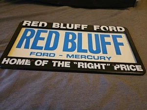 RARE Set Red Bluff Ford Vintage Plastic Dealer License Plate Frame - Picture 1 of 7