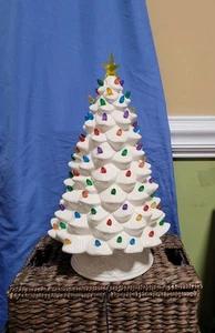 Mr. Christmas Ceramic Christmas Tree White Multicolor Colored Bulbs 18 In. - Picture 1 of 24