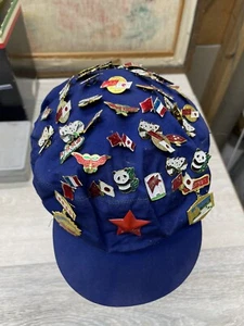 Mao Zedong Communist Party Cap with Chinese Communist/Cultural Pins Authentic - Picture 1 of 13
