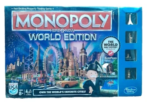 SLIGHT BOX DAMAGE MONOPOLY HERE & NOW WORLD EDITION BOARD GAME By HASBRO - Picture 1 of 4