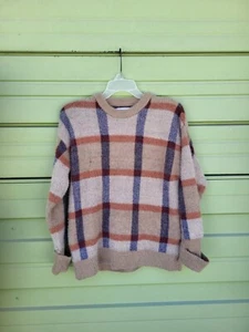 Zara Kids Girl Beige BLUE RED KNIT  WARM SWEATER  Size 11 12 Years #2083A DEFECT - Picture 1 of 12