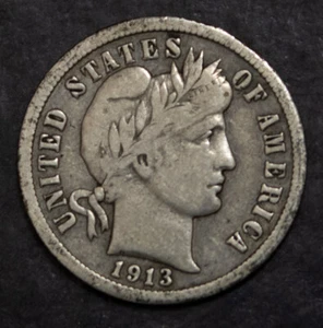 1913 Barber Dime VF Lot F 454 - Picture 1 of 2