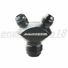 Aluminum Fuel Oil Y Block Fitting Adapter - Black An12 12An To 2X 8An 8An Male