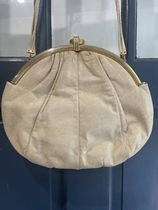 VTG JUDITH LIEBER LIZARD SKIN HANDBAG WITH FAB GOLDEN CLASP - Picture 1 of 7
