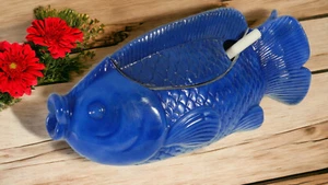 Vintage Taylor & NG. San Francisco Kobaltblau Fischförmige Terrine mit Schöpfkelle 1991 - Bild 1 von 8