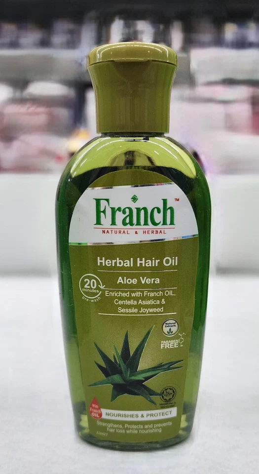 Franch Herbal Hair Oil Aloe Vera 3.4oz (100ml) (Pack of 6's) - Natural & Organic - Image 1 of 4