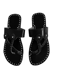 Womens Leather Slippers Handmade Indian Casual Dress Sandals Girls Shoes Gifts - Picture 1 of 6