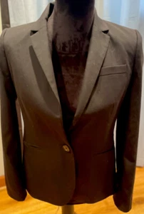 J Crew Super 120 Blazer Jacket Wool Size 2 Black - Picture 1 of 5