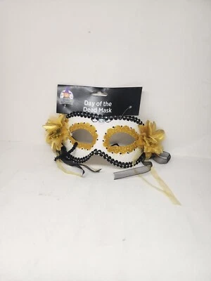 Day of the Dead/Masquerade Mask Venetian/Party/Mardi Gras/Costume White/Orange  - Image 1 of 2