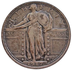 1917 SILVER UNITED STATES STANDING LIBERTY QUARTER TYPE 1 EXTRA FINE CONDITION - Picture 1 of 2