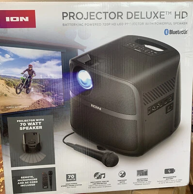 ⚡️ION Audio Projector Deluxe HD Battery/AC Powered 720p HD LED Bluetooth-enabled - Image 1 of 4