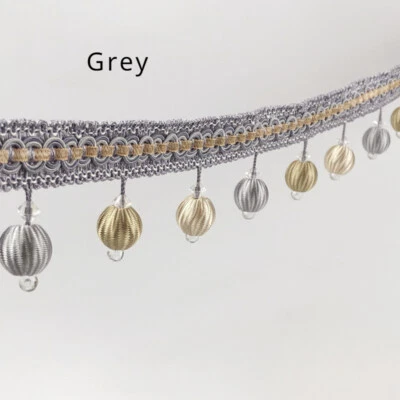 12M DIY Beads Ball Tassel Edging Trim Sewing Craft Curtain Lampshade Accessory - Image 1 of 4