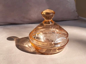 Rosalin Glas Dose / Deckeldose mit Schliff - Vintage Pressglas - 60iger - Bild 1 von 2
