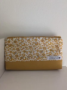 *Unikat Kosmetik Tasche Etui Clutch handmade Leo animalprint Gelb Kunstleder - Bild 1 von 1