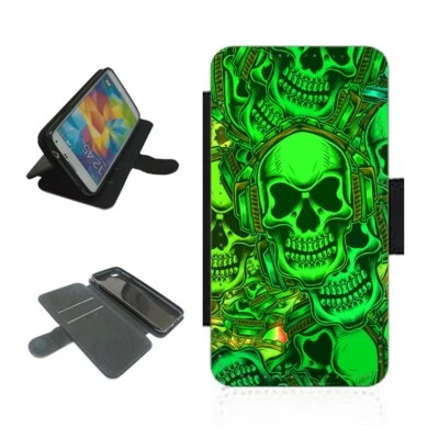 Skull Phone Case flip wallet For iPhone / Samsung Halloween Cover scary horror - Image 1 of 3