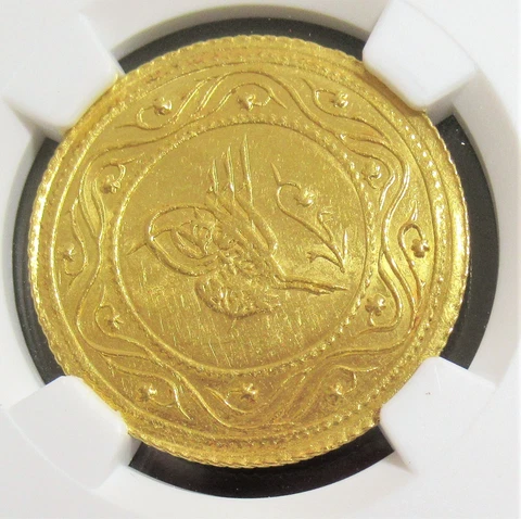 Ottoman: Mahmud II gold 2 Rumi Altin AH 1223 Year 12 (1819/1820) UNC Details NGC Cover