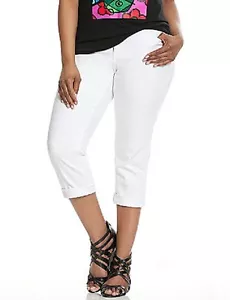 Lane Bryant White Genius Fit Crop Jeans Classic 5 Pocket Plus 28 28W 3X 4X - Picture 1 of 4