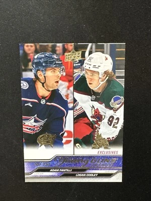 23-24 UD Extended Series Exclusives Young Gun Checklist 730 Fantilli/Cooley /100 - Image 1 of 2