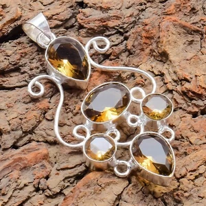 Smokey Topaz 925Sterling Silver Gemstone Handmade Jewelry Pendent Size-2.5'' - Picture 1 of 1