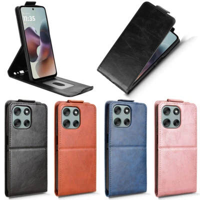 For Motorola Moto G66J, Luxury Vertical Up-Down Leather Wallet Stand Case Cover - Image 1 of 4
