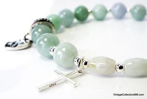 Rosario de Jade, Jadeíta Jade y Plata 925, Brazalete Rosario Década, Pulsera de Cuentas - Imagen 1 de 4
