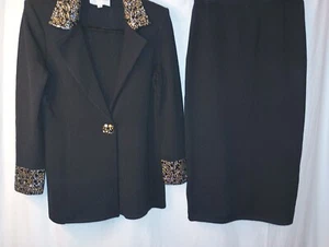 St. Johnn Evening Strick schwarz Strass verziert Rock Anzug 8/6 wunderschön - Bild 1 von 6