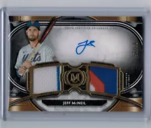 2021 Topps Museum Collection Jeff McNeil Doppia Reliquia Oro Auto #'ed 03/25 - Foto 1 di 1